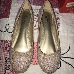 Gold shoes with rhinestones!!
